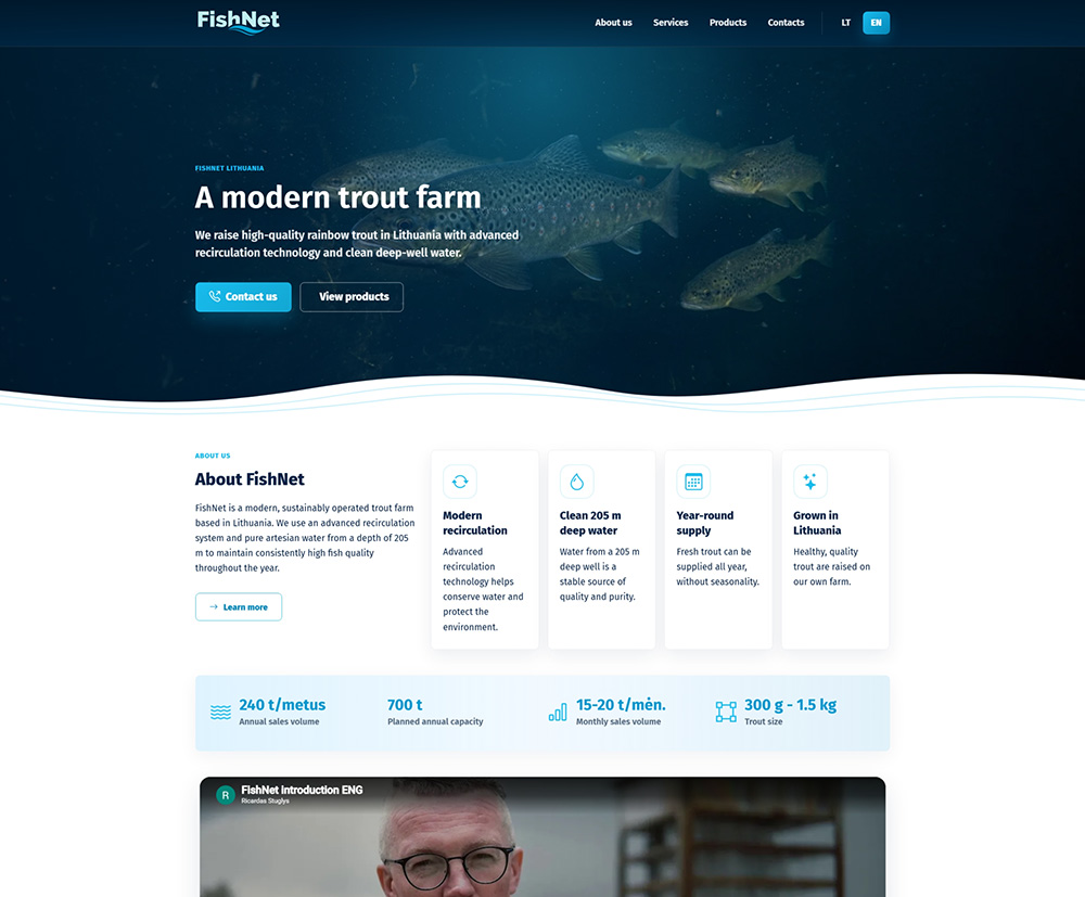 Fishnet Trout Farm website