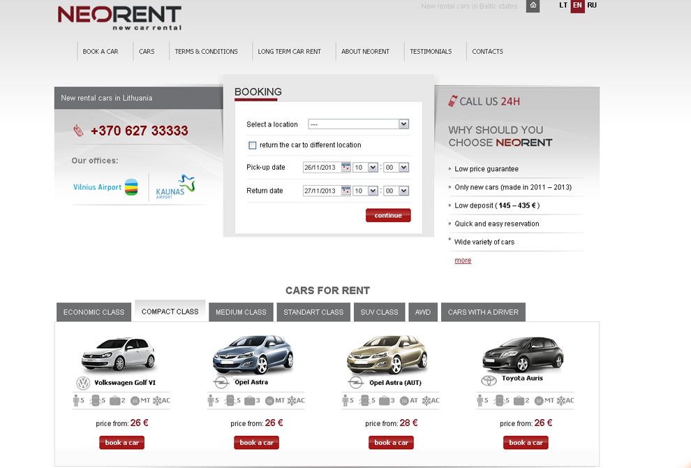 Neorent web design and development